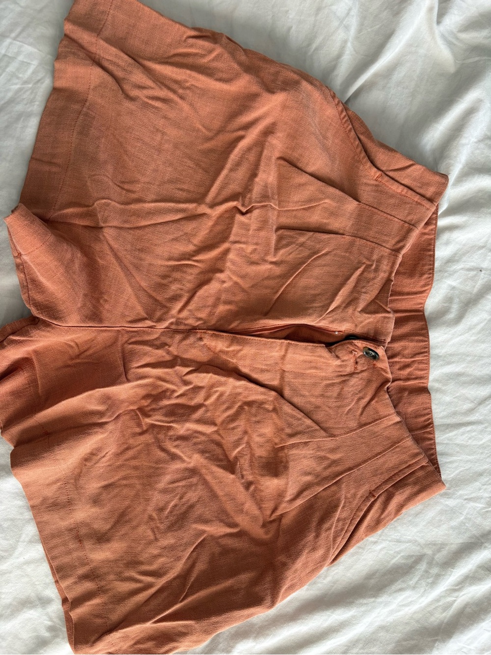 H&M Women's Rust-Orange High-Waist Bermuda Shorts